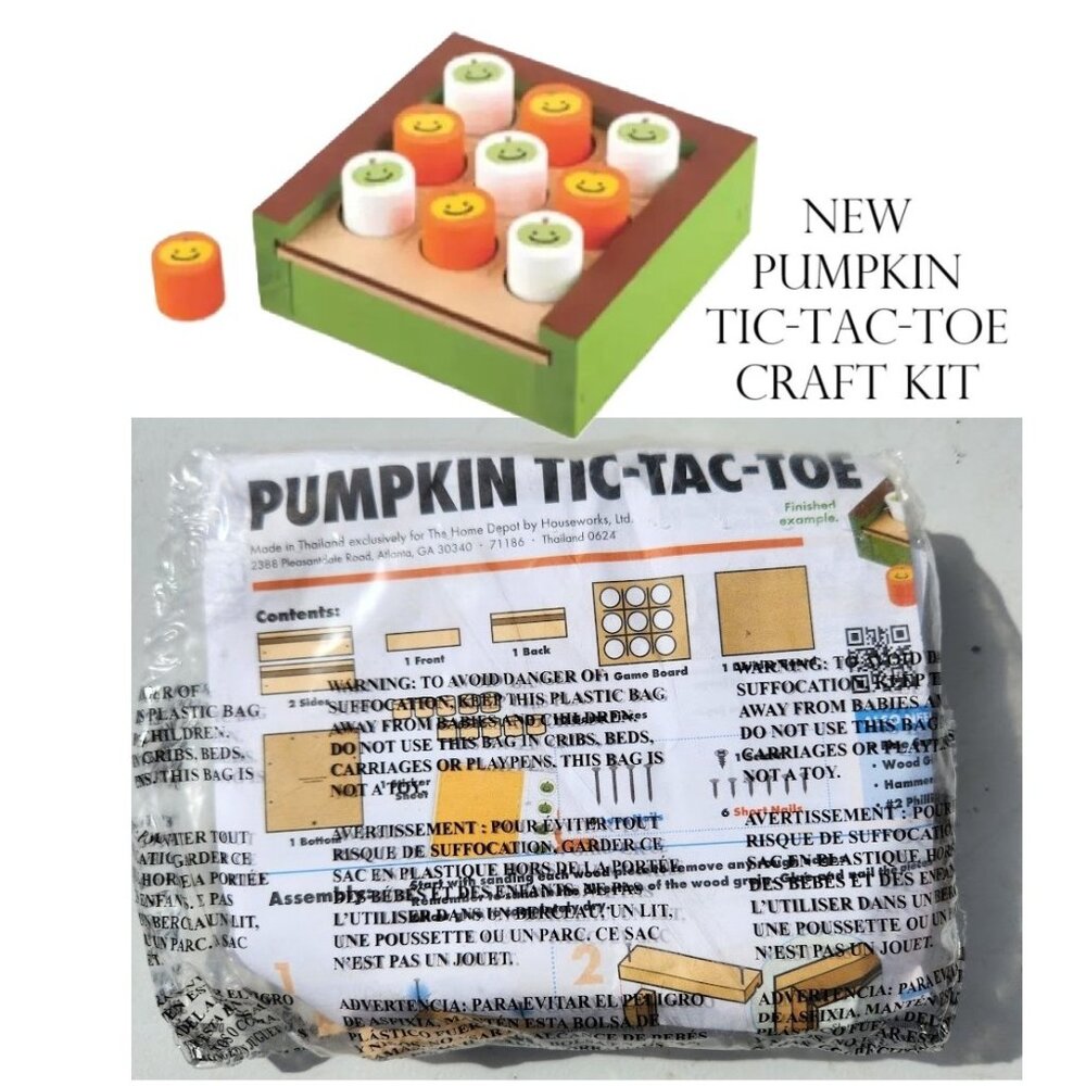 NEW Home Depot Kids Workshop Pumpkin Tic-Tac-Toe Craft Kit Stem Toy DIY Building
